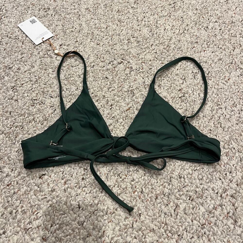 NEW Quince Italian Knotted Triangle Bikini Top L Green Summer Vacation Casual - Picture 3 of 4